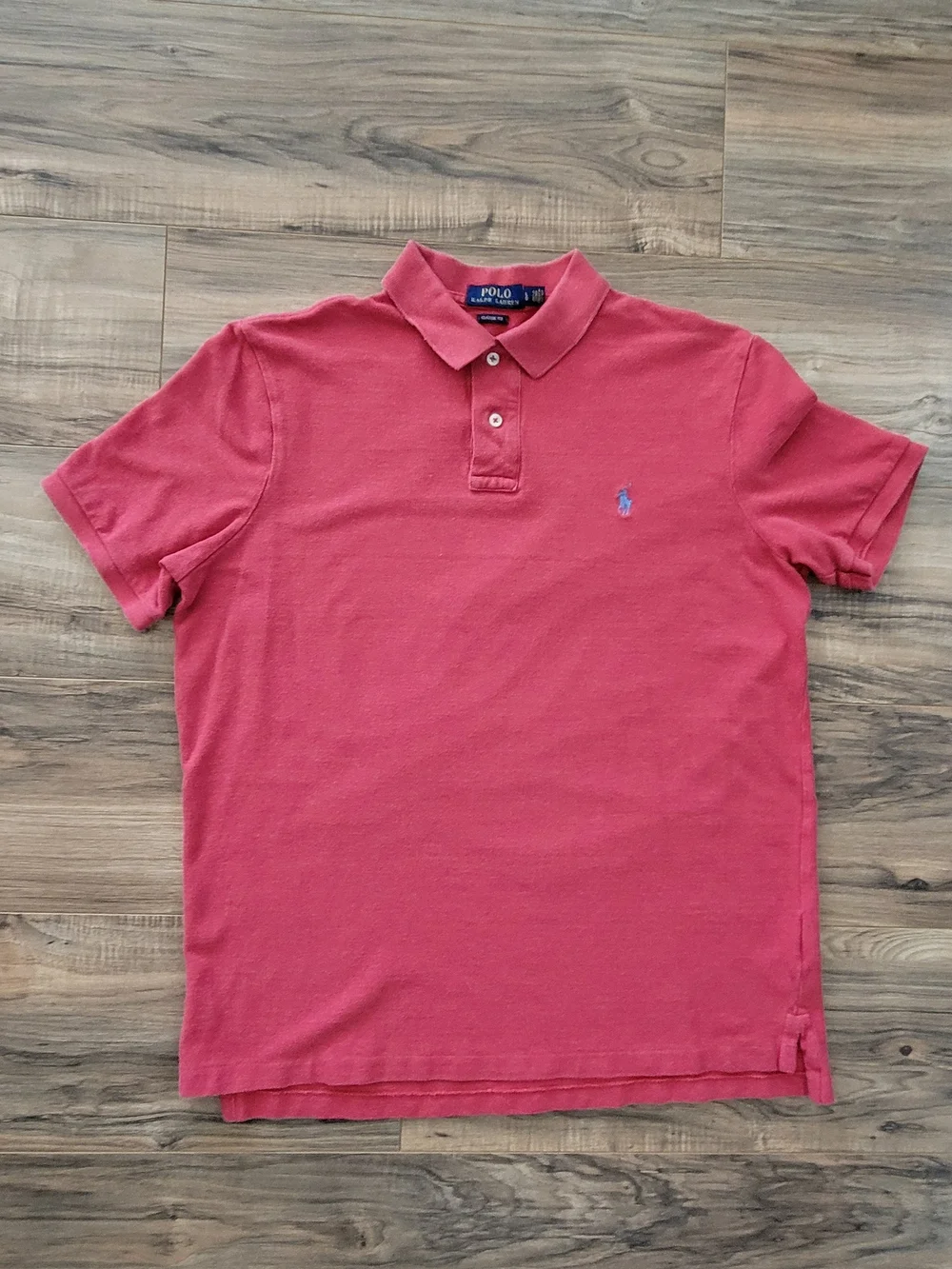 Ralph Lauren Men’s Coral Red Pink Polo with Blue Pony
